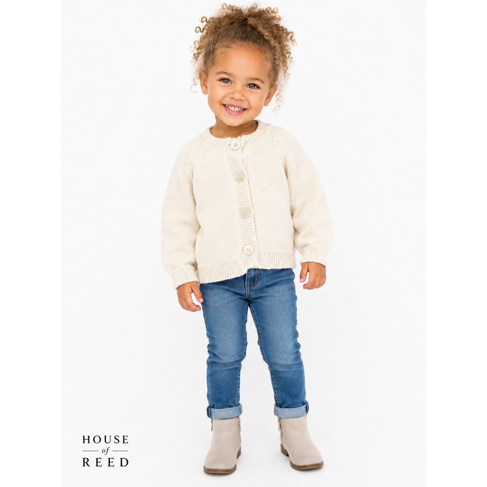 Cotton On Kids Cream Knit Button Front Cardigan Sweater Size 1-2 Off White